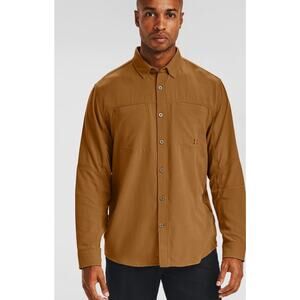 Men's Under Armour Payload Button Up Long Sleeve Work Shirt Size L Loose Yellow